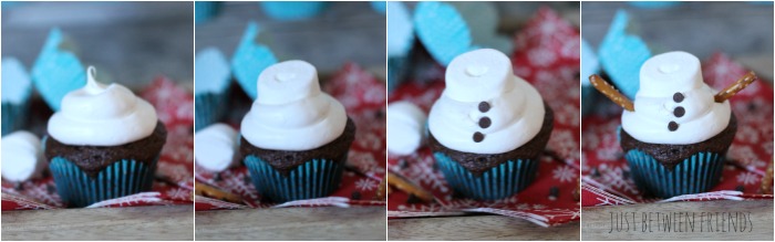 Melted Snowman cupcakes
