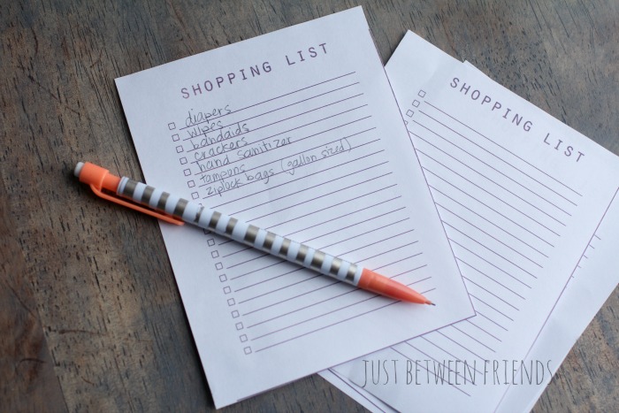 shopping list free printable