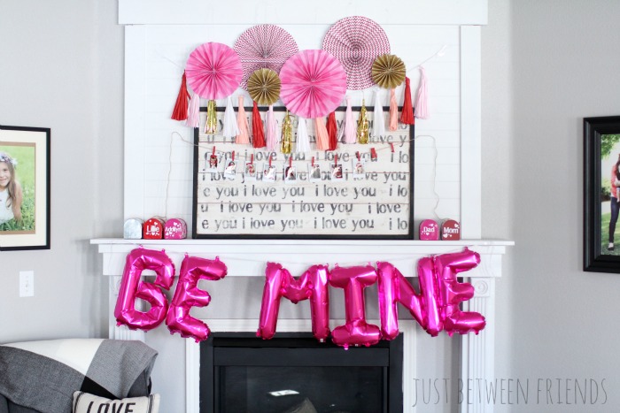 Valentines Day mantel